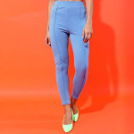 Women Blue Solid Slim-Fit Ankle-Length Legging