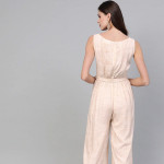 Women Off-White & Beige Printed Basic Jumpsuit