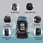 Blue And Black Printed Trekking Hiking Travel Bag Rucksacks